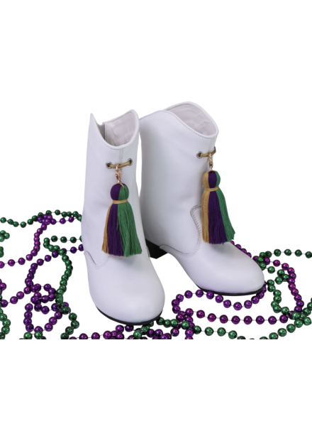 Blended Spirits Mardi Gras Boots {White w/ Tassel}