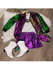 Belle Cher Mardi Gras Reversible Sequin Jacket {Toddler/Tween}