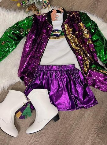 Belle Cher Mardi Gras Reversible Sequin Jacket {Toddler/Tween}