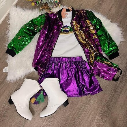 Belle Cher Mardi Gras Reversible Sequin Jacket {Toddler/Tween}