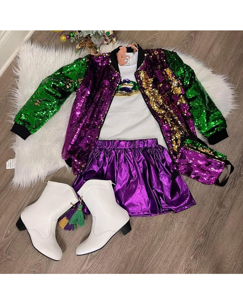 Belle Cher Mardi Gras Reversible Sequin Jacket {Toddler/Tween}