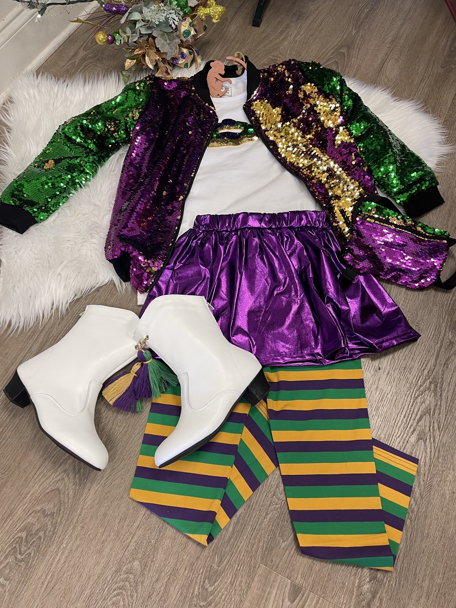 Mardi Gras Multi Stripe Leggings - Ethan's Closet Children's Boutique &  Little Feet