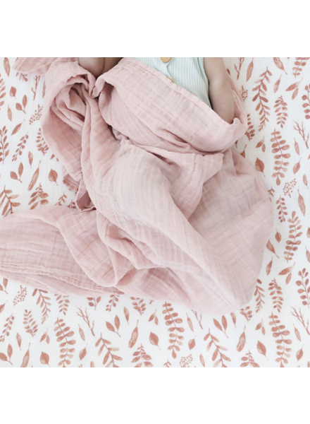 Bebe Au Lait Classic Muslin Swaddle Blanket Set {Pink Leaves & Cotton Candy}