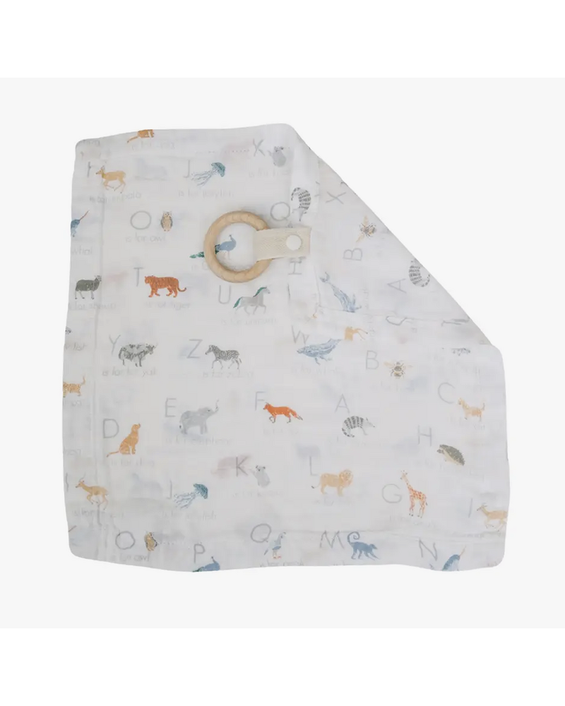 Bebe Au Lait TKBBAA Animal Alphabet Classic Muslin Teether Blanket