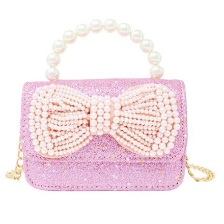Glitter Pearl Handle Bow Handbag {2 Colors}