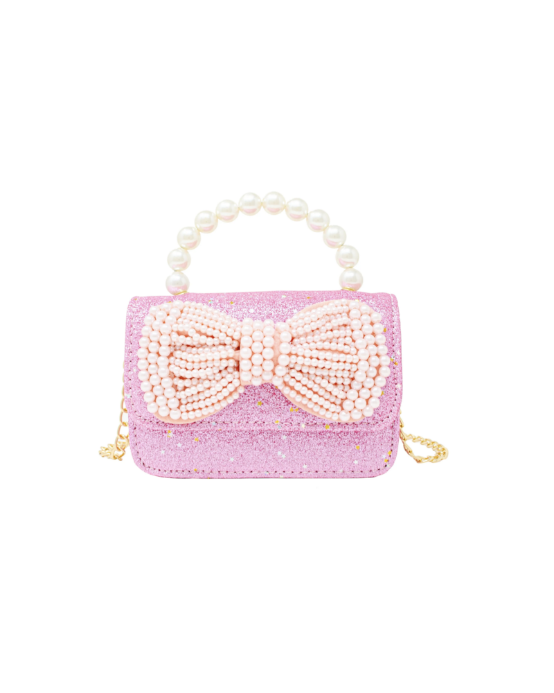 Glitter Pearl Handle Bow Handbag {2 Colors}