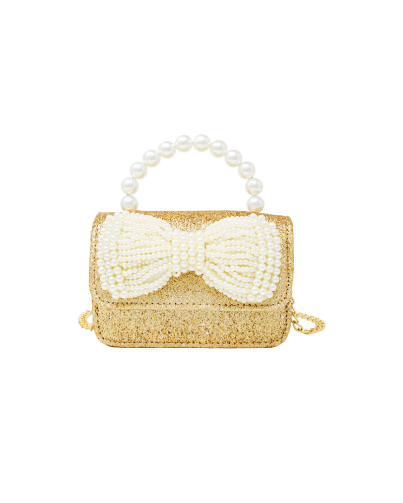 Glitter Pearl Handle Bow Handbag {2 Colors}