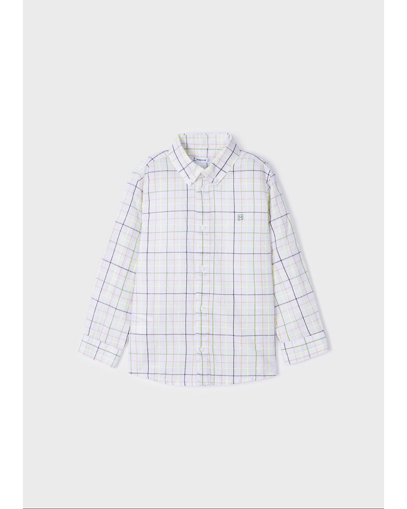 Mayoral Checked Button Shirt {Wht/Navy/Lime}