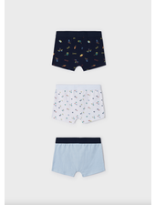 Mayoral Set of 3 Printed Boxers {Navy/White/Baby Blue}