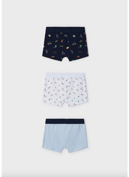 Mayoral Set of 3 Printed Boxers {Navy/White/Baby Blue} S23