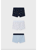 Mayoral Set of 3 Printed Boxers {Navy/White/Baby Blue} S23