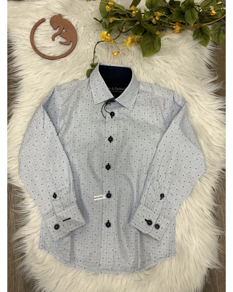 5729 L/S Dress Shirt Toddler {Lt. Blue Symbol Print}