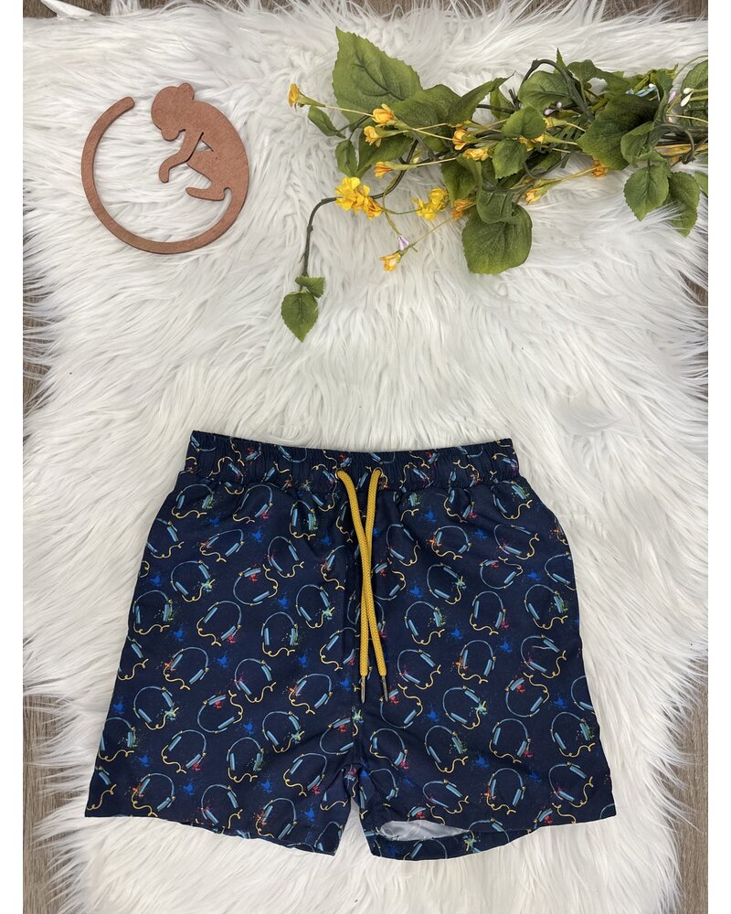 Headphones Swim Trunk {Navy/Multi}