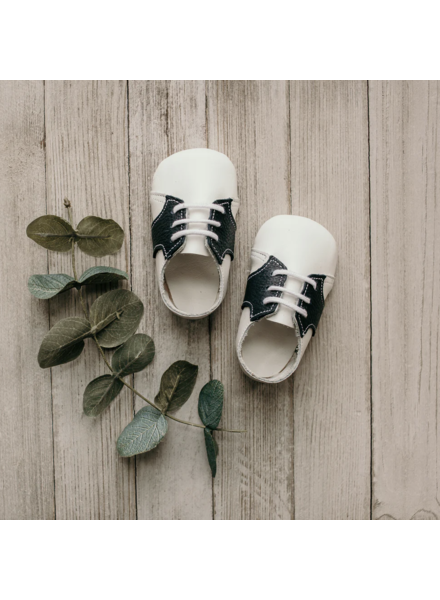 Shoo-Zees William Crib Shoe {White/Navy}