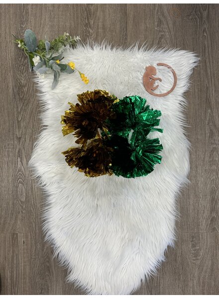 Blended Spirits Green and Gold Pom Poms