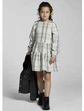 Mayoral Plaid Ruffled Dress {Ivory/Blk/Citron} Tween