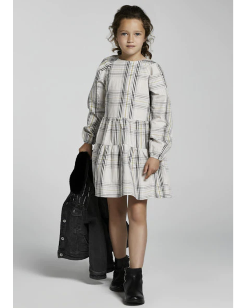 Mayoral Plaid Ruffled Dress {Ivory/Blk/Citron} Tween