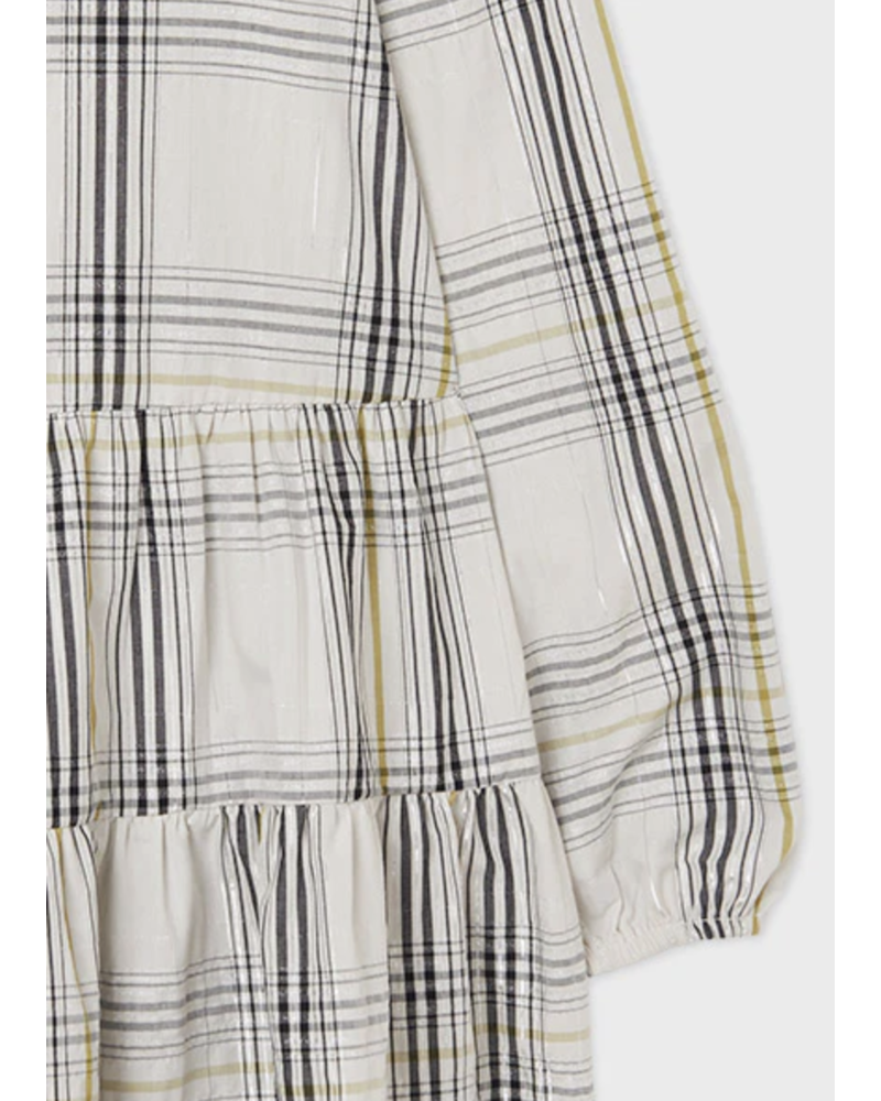 Mayoral Plaid Ruffled Dress {Ivory/Blk/Citron} Tween