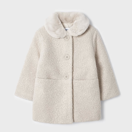 Mayoral Shearling Coat {Ivory}
