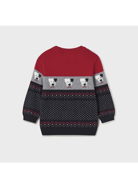 Mayoral Jacquard Dog Sweater {Red & Navy}