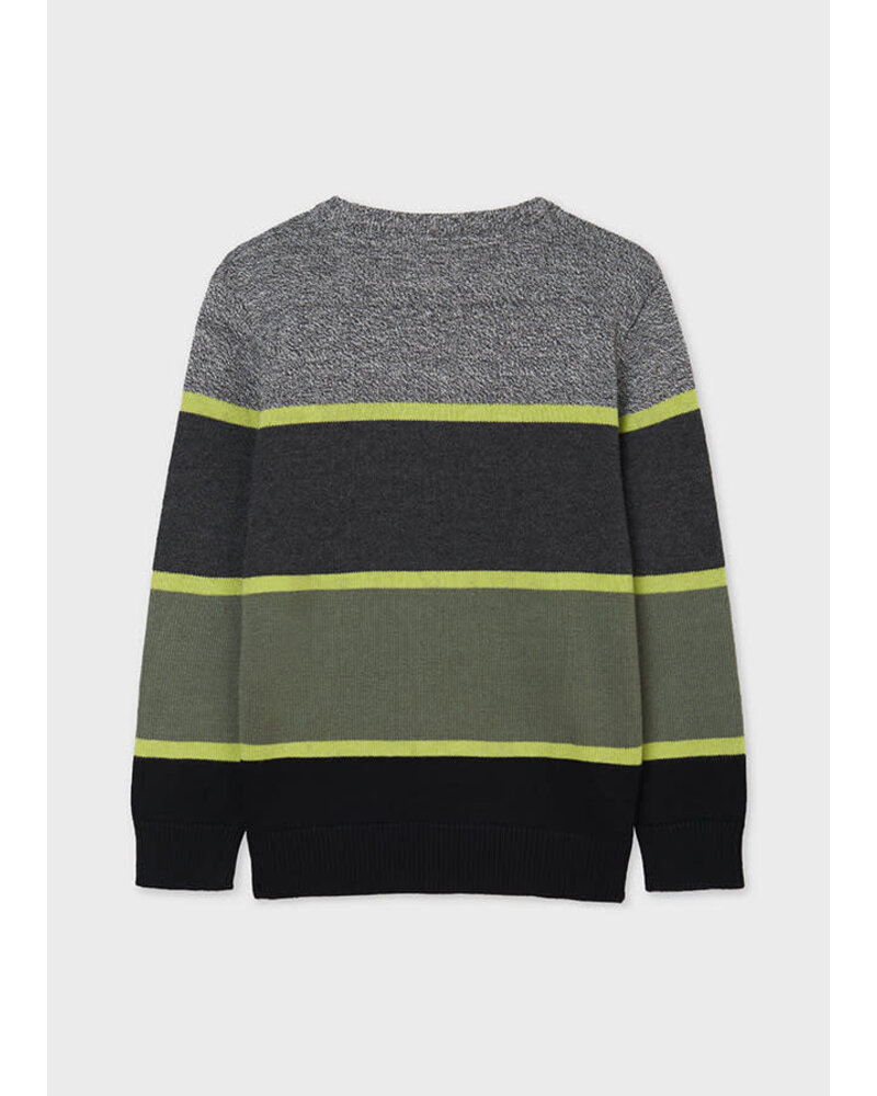 Mayoral Stripes Sweater Tween {Charcoal/Citron/Olive}