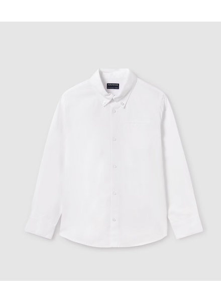 Mayoral Basic Cotton L/S Shirt {White}  Tween