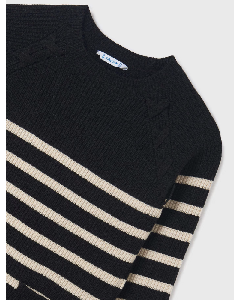 Mayoral Striped Sweater Dress {Blk/Ivory}  Tween
