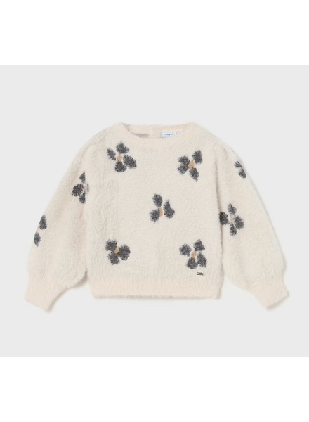 Mayoral Floral Jacquard Sweater {Ivory/Gry} F23