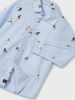 Mayoral Baseball L/S Button Shirt {Lt Blue/Nvy/Ywl} F23