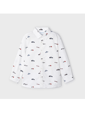 Mayoral Racecar L/S Button Shirt {Wht/Nvy/Rd} F23