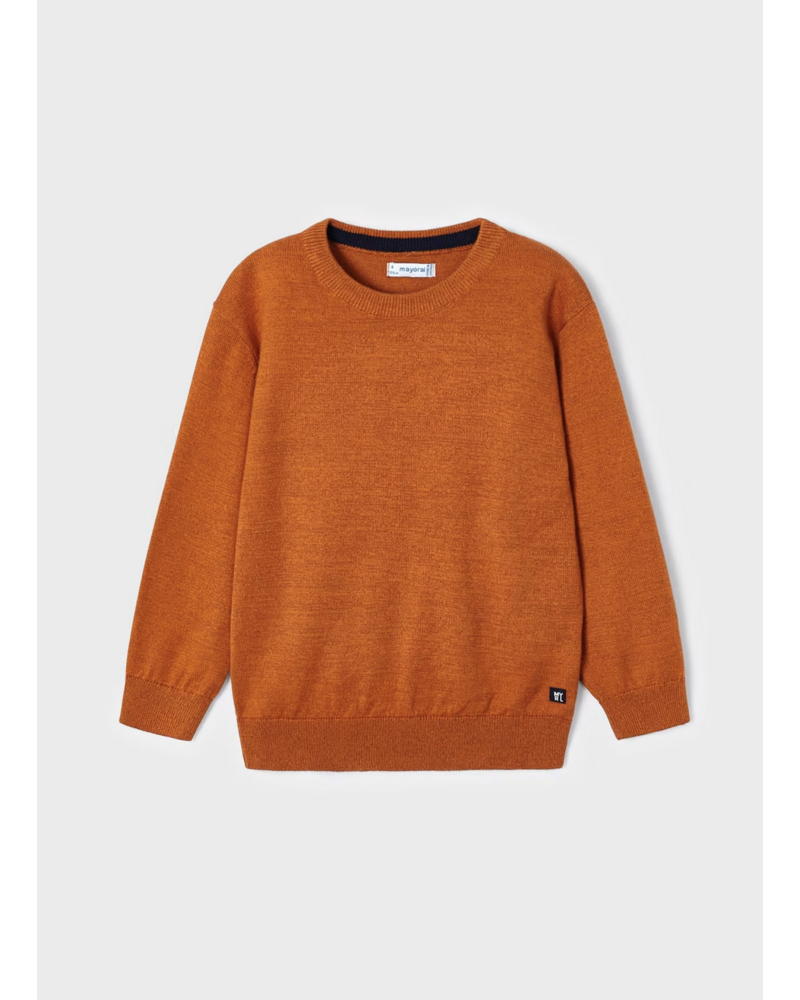 Mayoral Round Neck Cotton Sweater {Orange}