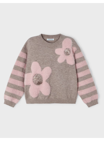 Mayoral Flower Sweater {Walnut/Blush} F23