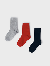 Mayoral 3 Pk Socks {Nvy/Red/Gry}