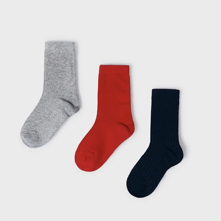 Mayoral 3 Pk Socks {Nvy/Red/Gry}