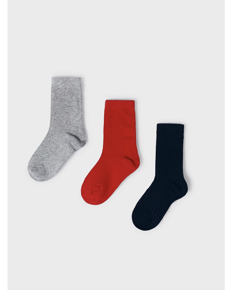 Mayoral 3 Pk Socks {Nvy/Red/Gry}
