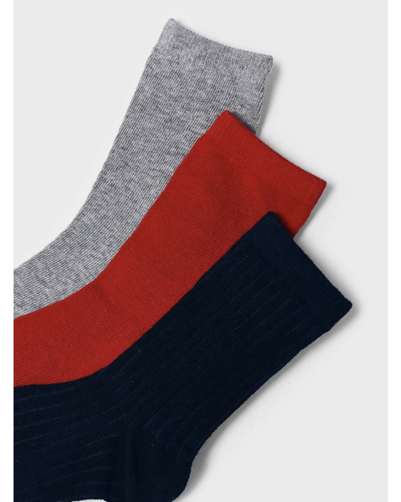 Mayoral 3 Pk Socks {Nvy/Red/Gry}