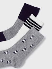 Mayoral 3 Pk Socks {Gry/Wht/Blk}