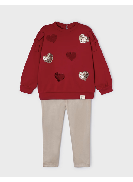 Mayoral Heart Sweater w/ Nude Leggings {Red/Nude}