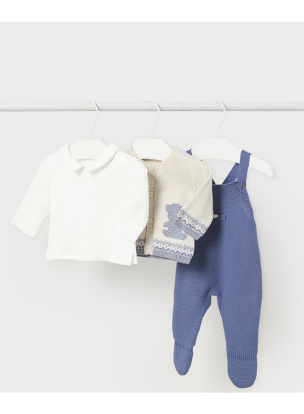 Mayoral Knit Overall Set {Blue/Cream/Wht} F23