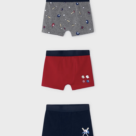 Mayoral Set of 3 Printed Boxers {Red/Gry/Nvy} F23