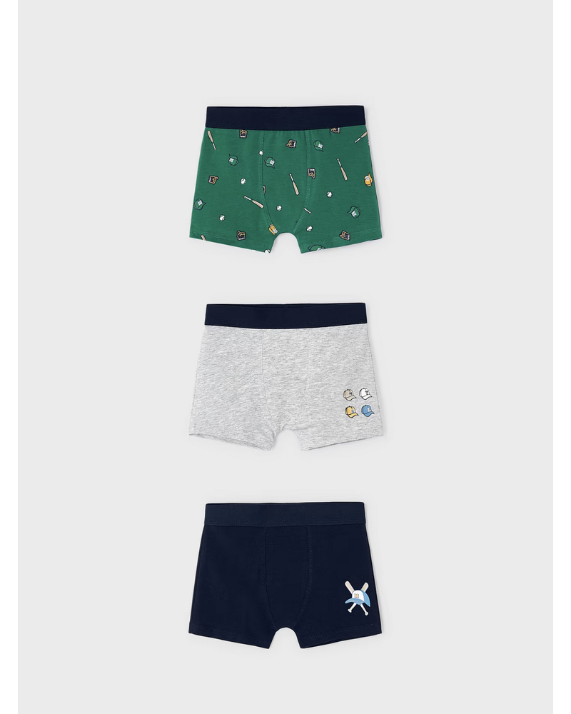 Mayoral Set of 3 Printed Boxers {Grn/Gry/Nvy} F23