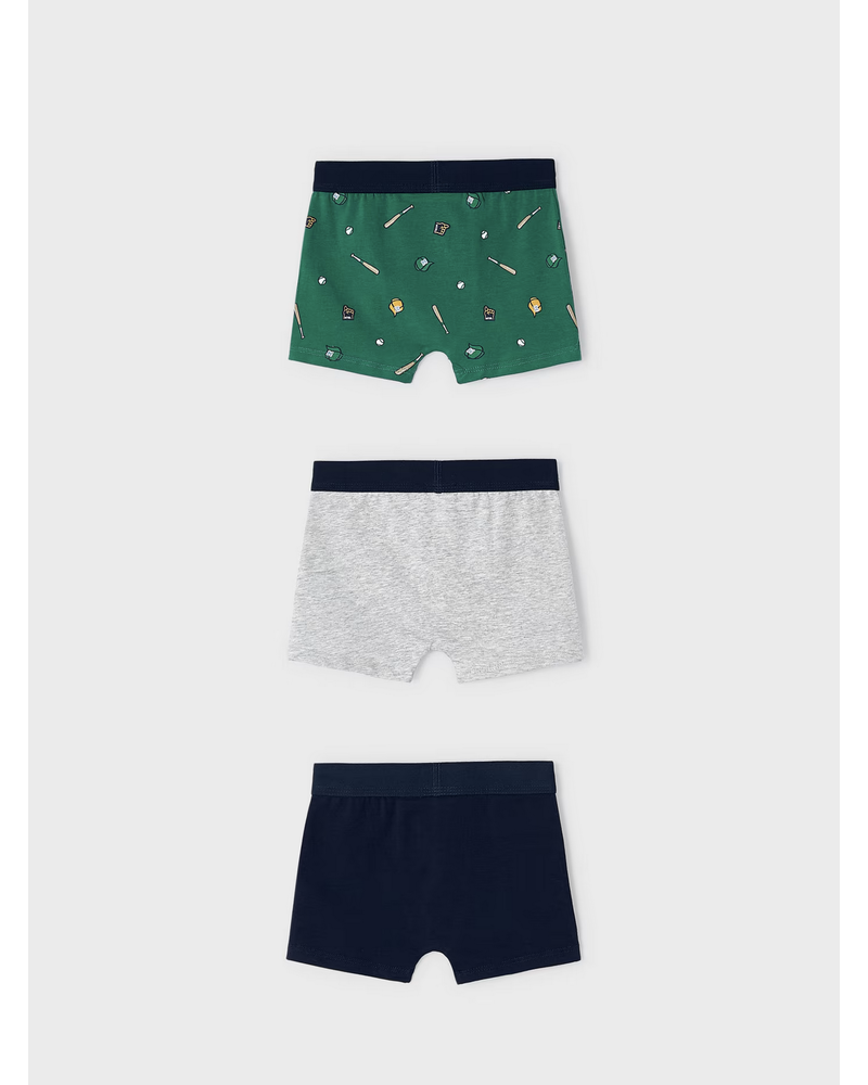 Mayoral Set of 3 Printed Boxers {Grn/Gry/Nvy} F23