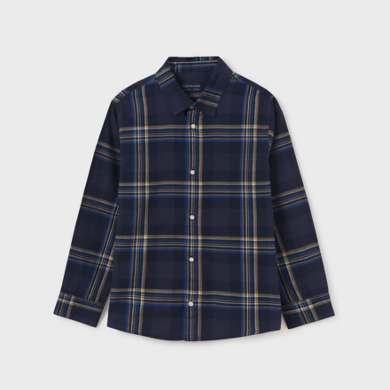 Mayoral Plaid Shirt {Nvy/Tan/Ryl} Tween