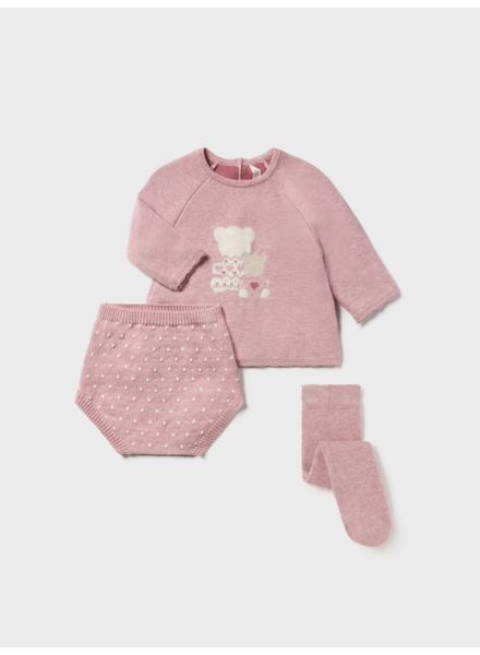 Mayoral Teddy Bear Knit Sweater Set {Mauve/Cream}