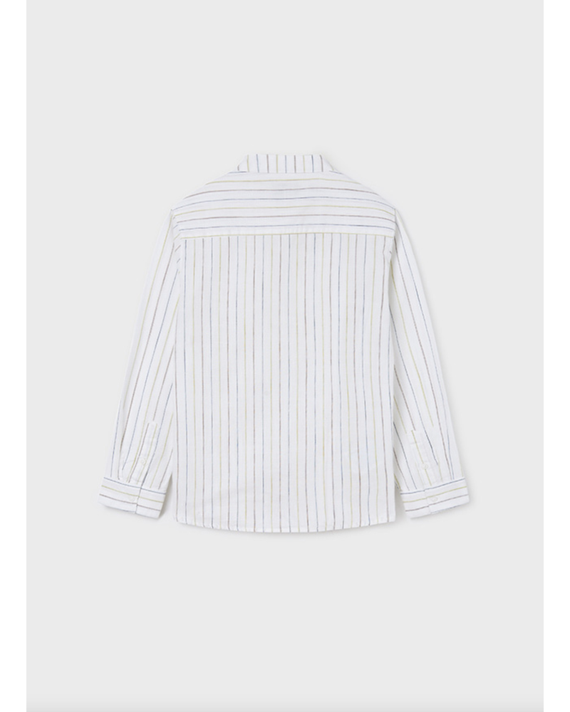 Mayoral Long Sleeve Striped Shirt {Wht/Lime} Tween