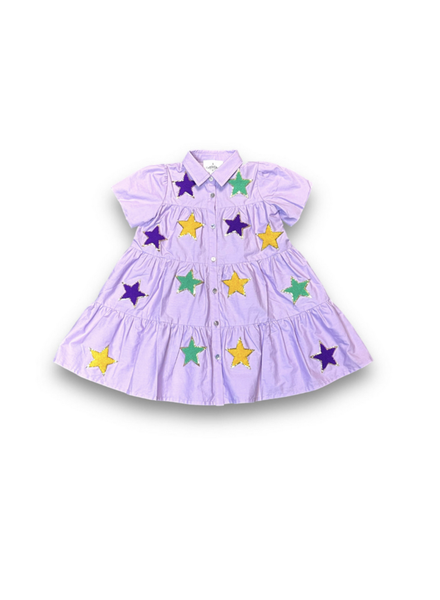 Belle Cher Kids Mardi Gras Chenille Dress {Lavender}