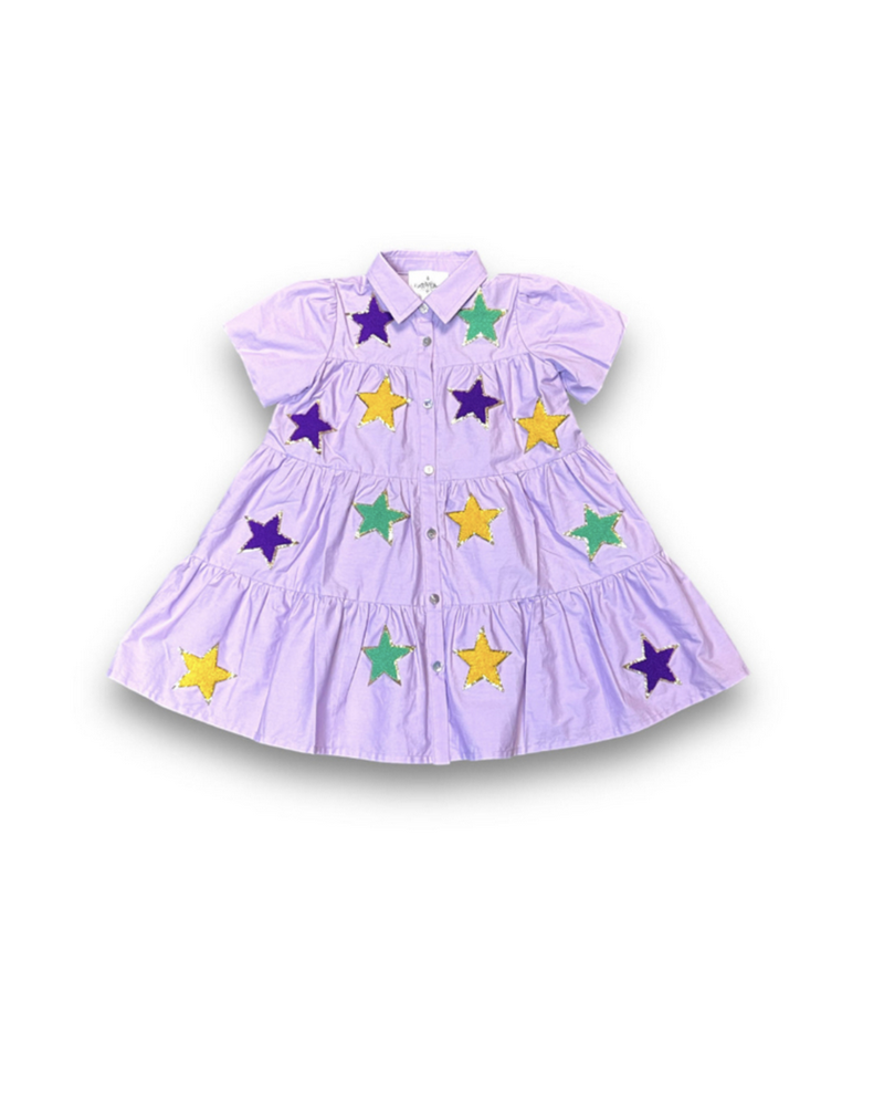 Belle Cher Kids Mardi Gras Chenille Dress {Lavender}
