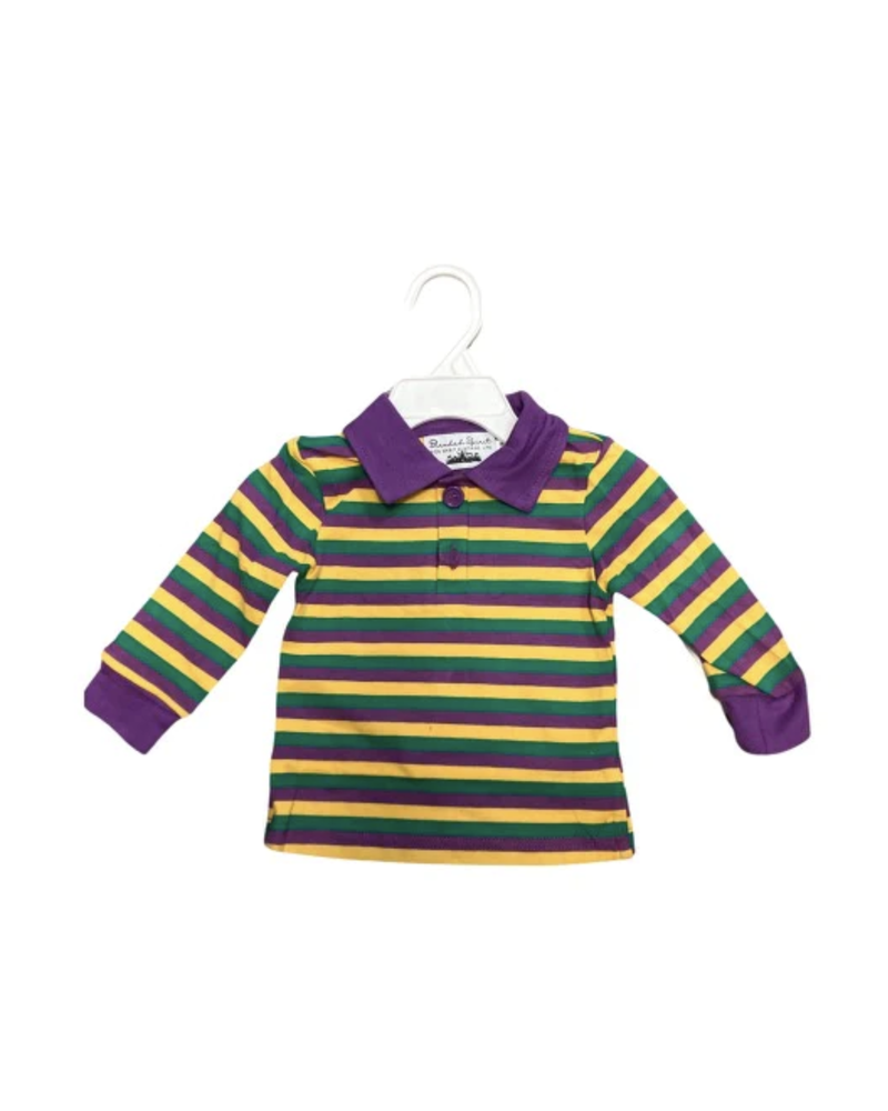 Blended Spirits Mardi Gras Striped Collared L/S {Prp/Grn/Ylw}