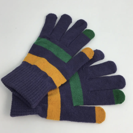 SongLily Mardi Gras Striped Touch Screen Gloves {Purple}