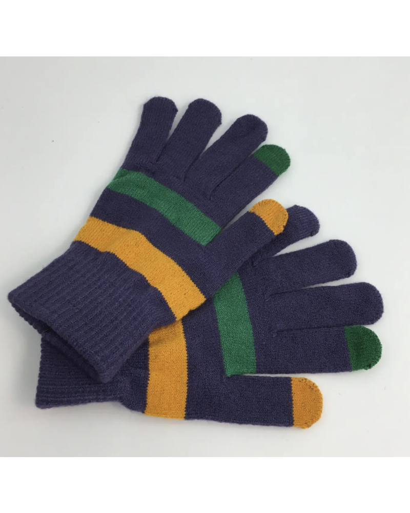 SongLily Mardi Gras Striped Touch Screen Gloves {Purple}